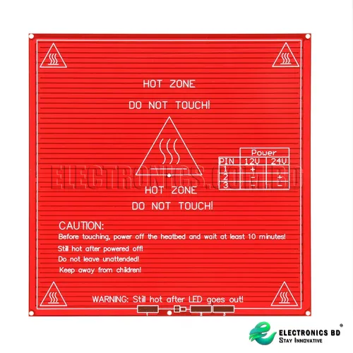 214x214mm Qi Pang 3D printer accessories PCB hot bed MK2B 12/24 dual power supply