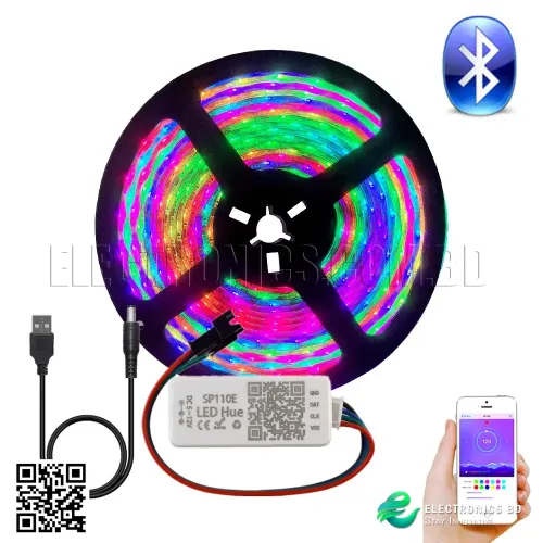 3 Meter WS2812B Addressable 5050 RGB Strip With USB SP110E Bluetooth APP Led Controller Kit