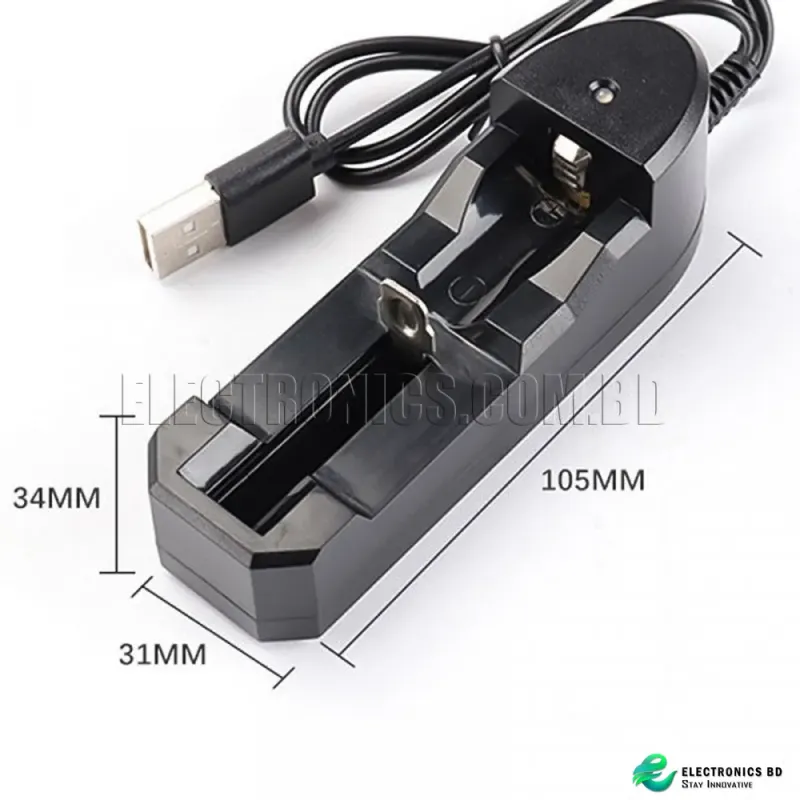 3.7V Single-slot USB Charger For 18650 14500 10400 16340 26650 