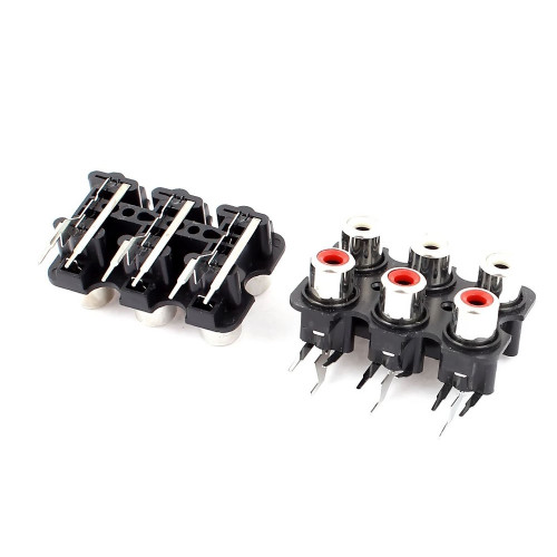 6 Way PCB Mount Stereo Audio Video Jack AV Socket RCA Female Connector