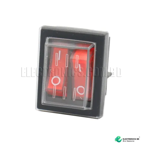 Double Rocker Switch SPST ON-OFF 6 Terminals Red light 16A 250V AC with Waterproof Cover (White)