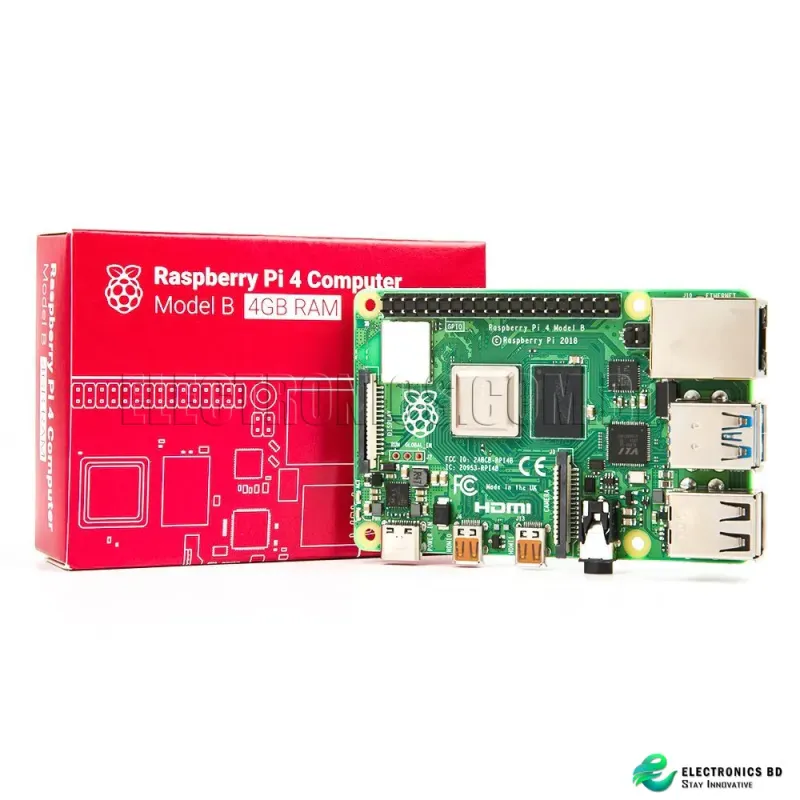 Raspberry Pi 4 Model B board with 4GB LPDDR4 SDRAM