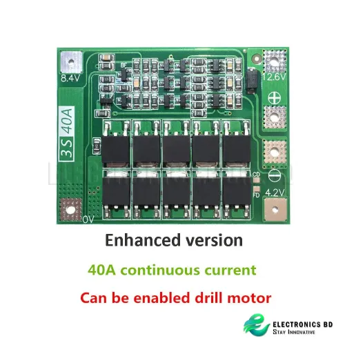 3S 40A Li-Ion Lithium Balance Charger Protection Board PCB BMS Enhanced Version