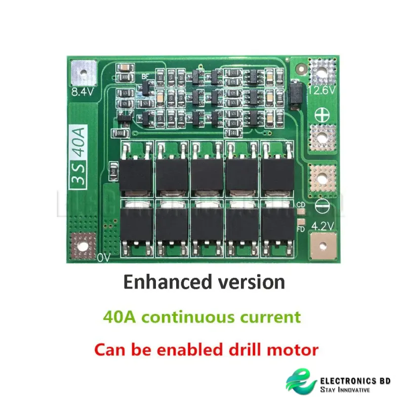 3S 40A Li-Ion Lithium Balance Charger Protection Board PCB BMS Enhanced Version