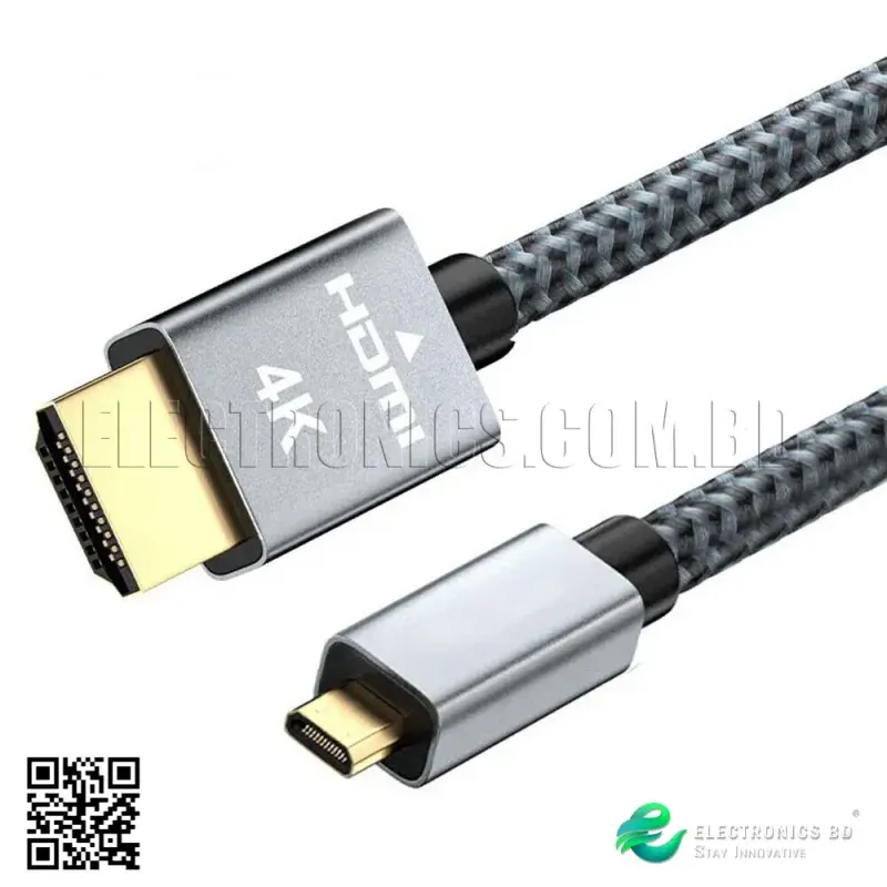 2 Meter Braided Ultra Thin Micro HDMI Cable 4K 60Hz Micro HDMI to HDMI Cable