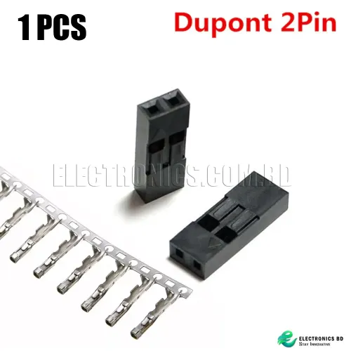 Dupont connector 2pin single row 2.54 mm plastic shell through hole housing