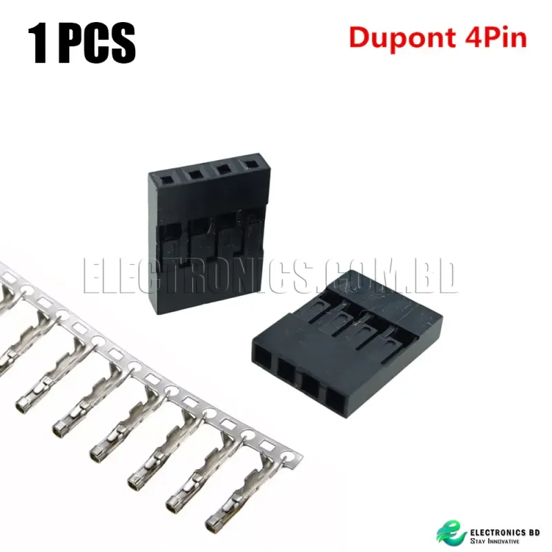 Dupont connector 4pin single row 2.54 mm plastic shell through hole housing