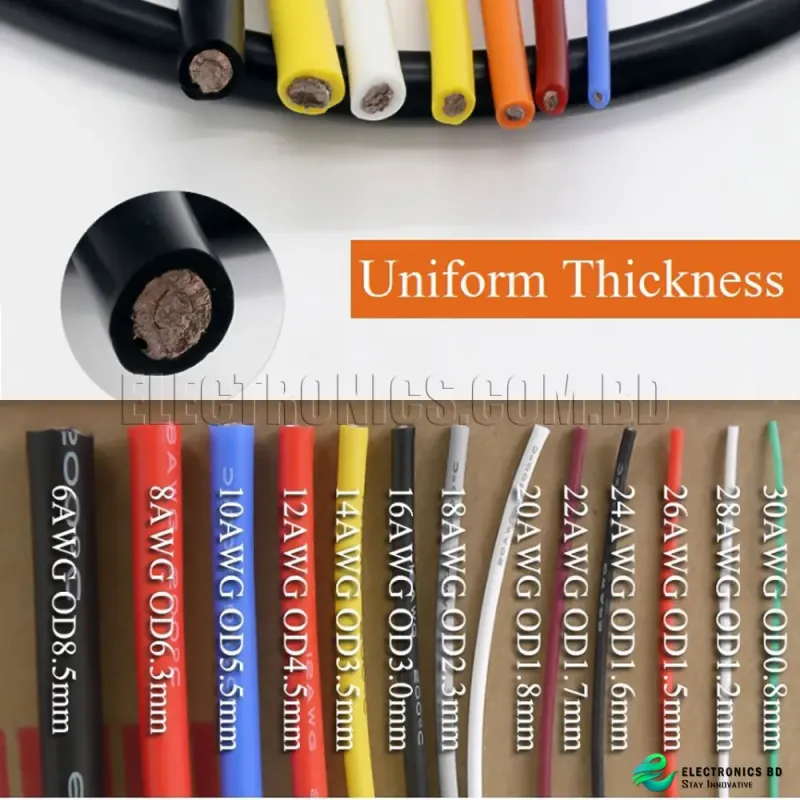 Super Soft RC Copper Flexible Cable AWG 14 Mix color  (2 Meter)