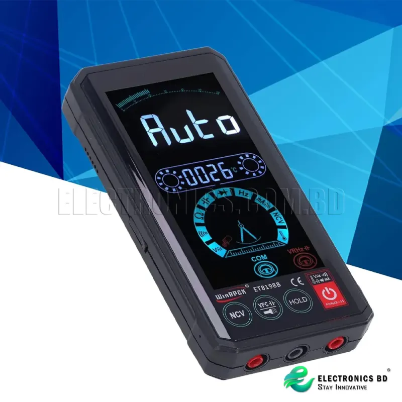 ET8198B Touch Screen Digital Multimeter, DC AC Voltage Meter with Function Indicator Light Support NCV Function, Sound Alarm, Flash Alarm