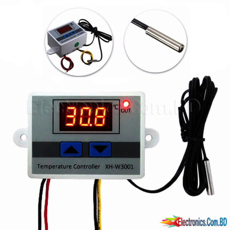 Digital LED Temperature Controller Thermostat Control Switch Probe XH-W3001 220V 10A 