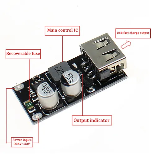 Hw-298 Dc-Dc Step-Down Usb Charging Module 6-32V12V24V Turn Qc3.0 Fast Charging