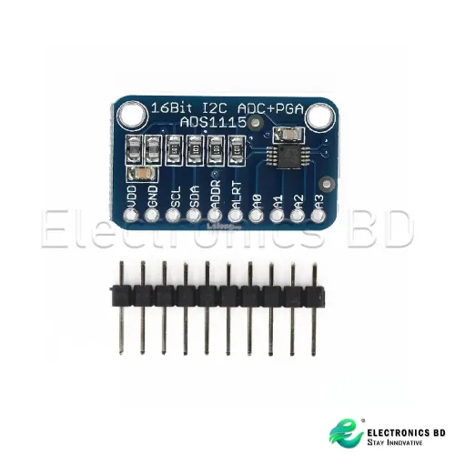 I2C ADS1115 16 Bit ADC 4 channel Module with Programmable Gain Amplifier 2.0V to 5.5V for Arduino RPi