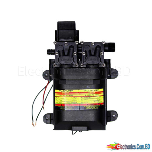 12V 120W 200 PSI High Pressure Mist Agricultural Spray Micro Diaphragm Water Double Pump Automatic Switch 8L/min Range 16m FLO Pump