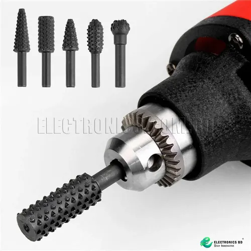 5pcs Steel Rotary Rasp File 1/4" Shank Rotary Craft Files Rasp Burrs Wood Bits Grinding Power Woodworking Hand Tool