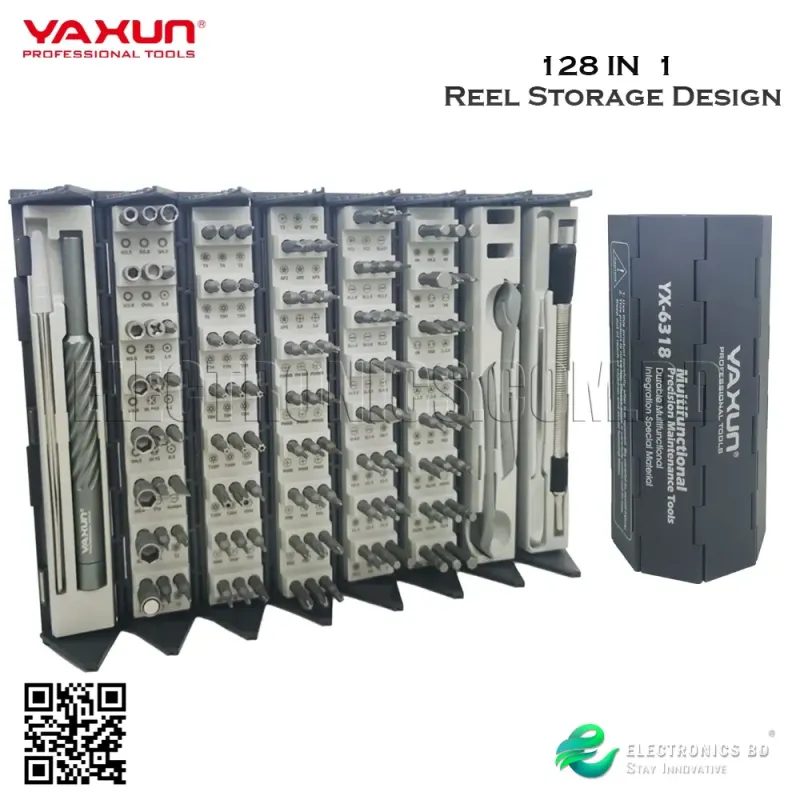 YAXUN YX-6318 Multi-function 128 in 1 Repair Tool Precision 3C Product Screwdriver Set Combination Universal Mobile Phone Tools