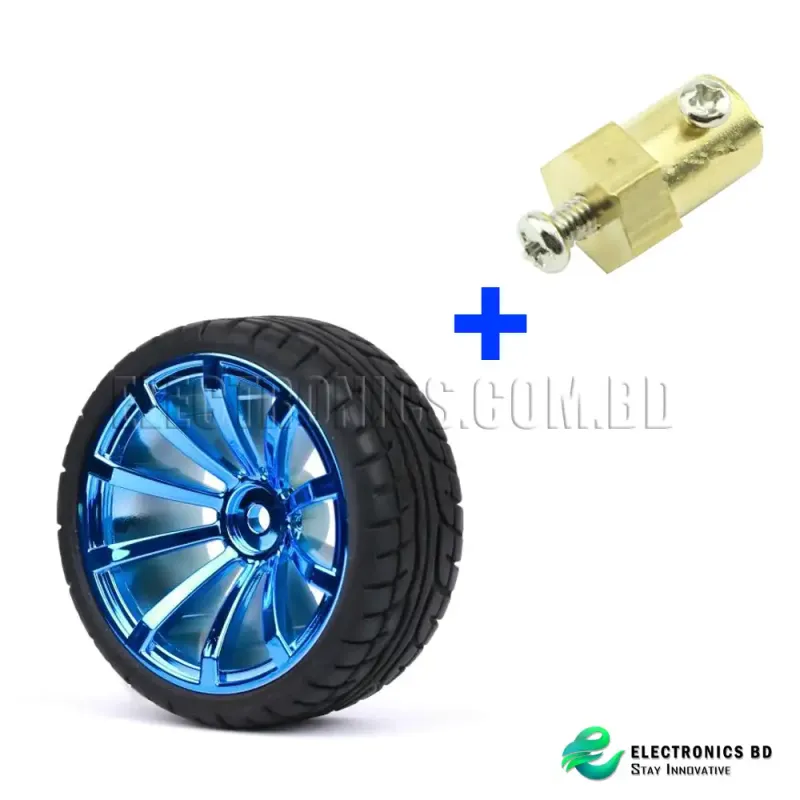 Car Rubber Wheel 65mm Tire  With Connector 1 pcs